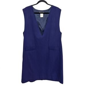 Vintage 100% Wool Pinafore Dress in Dark Purple - Size 16